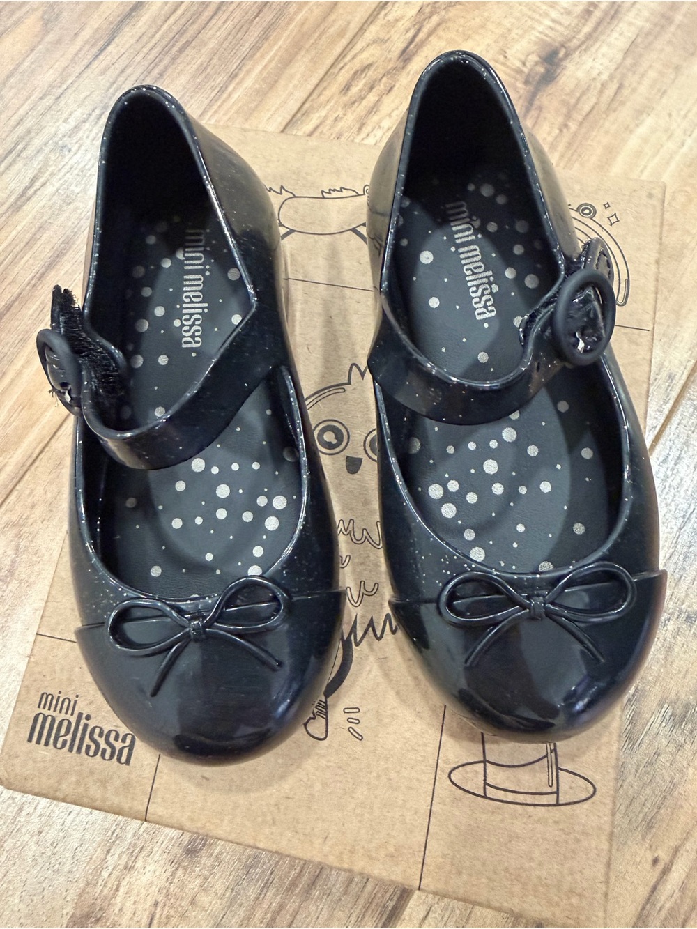 Mini Melissa Black Mary Jane Bow Toddler Shoes